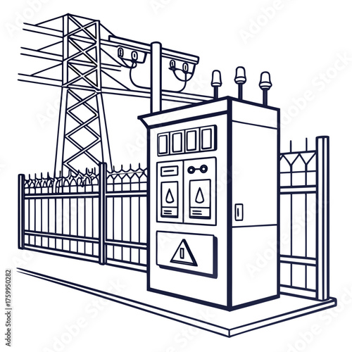 Vector art of electric power substation