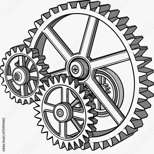 Vector art of gear system