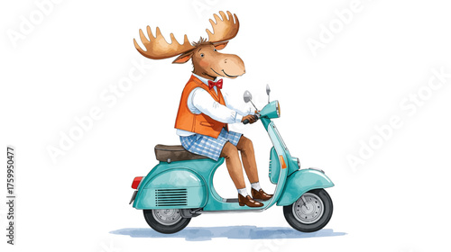 Girl riding a red scooter on the road