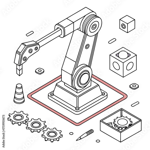 Vector art of isometric robotic arm on