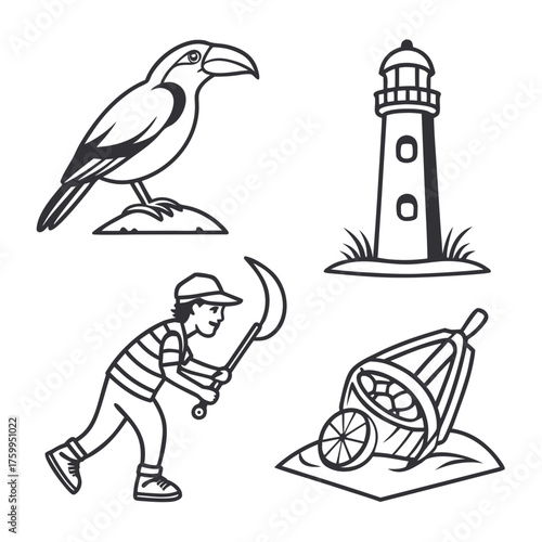 Vector art of set of nautical elements