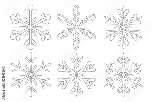 Winter-Themed Blue Snowflakes Vector Collection Ideal for Christmas Baking, Fondant Icing Decoration, Holiday Crafts, and Icy Frost Crystal Seasonal Design Elements