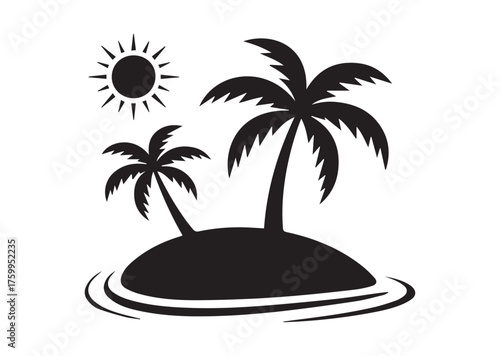 Tropical island icon, Tropical island solid vector