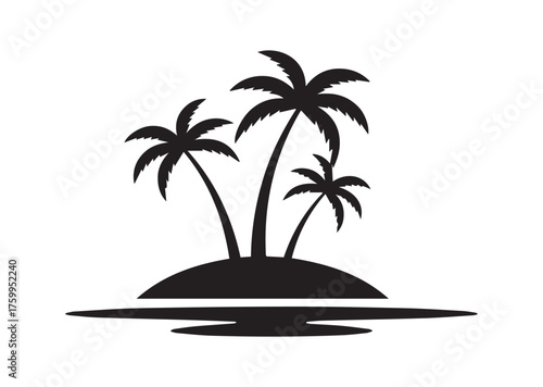 Tropical island icon, Tropical island solid vector