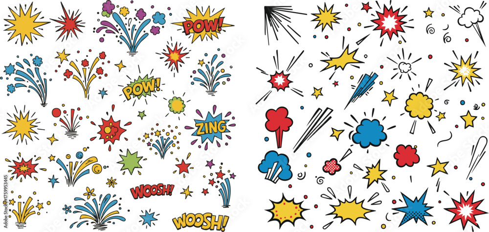 Obraz premium Colorful Vibrant Hand-Drawn Whimsical Abstract Doodle Artwork in Playful Cartoon Style