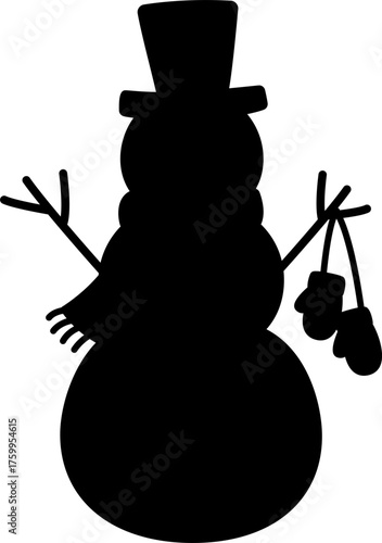Simple Snowman silhouette vector design isolated.
Winter Christmas snowman classic character template silhouette icon.
Transparent background. SVG.