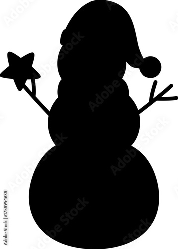 Simple Snowman silhouette vector design isolated.
Winter Christmas snowman classic character template silhouette icon.
Transparent background. SVG.