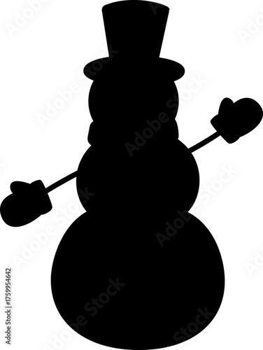 Simple Snowman silhouette vector design isolated.
Winter Christmas snowman classic character template silhouette icon.
Transparent background. SVG.