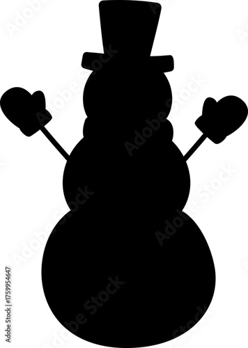 Simple Snowman silhouette vector design isolated.
Winter Christmas snowman classic character template silhouette icon.
Transparent background. SVG.