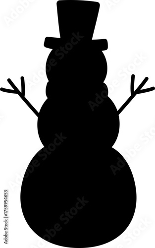 Simple Snowman silhouette vector design isolated.
Winter Christmas snowman classic character template silhouette icon.
Transparent background. SVG.