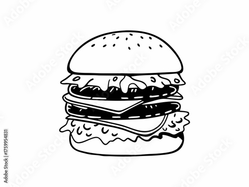 Vector illustration of delicious double cheeseburger layers