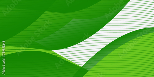 Abstract White and Green wave wide background banner modern art