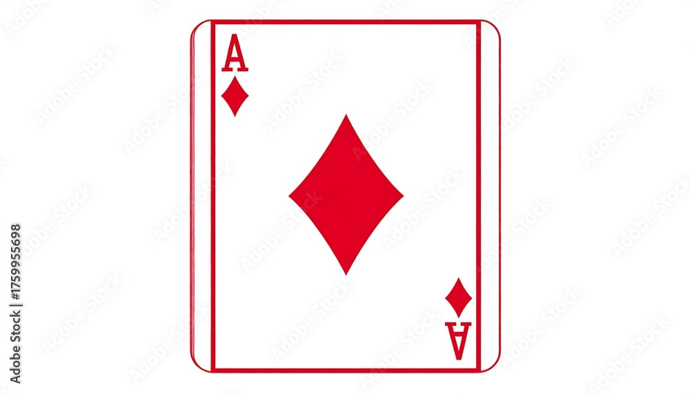 Obraz premium Playing card illustration featuring a red diamond and Ace symbols