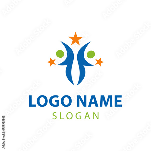 Welfare logo design, Social work logo, Organization logo design, Hand care charity logo emblem design template. rising star logos, Social foundation for human welfare vector illustration	