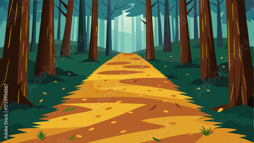 A carpet of fallen pine needles covering the forest floor creating a soft and fragrant pathway.