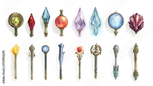 Collection of magical relics with unique designs