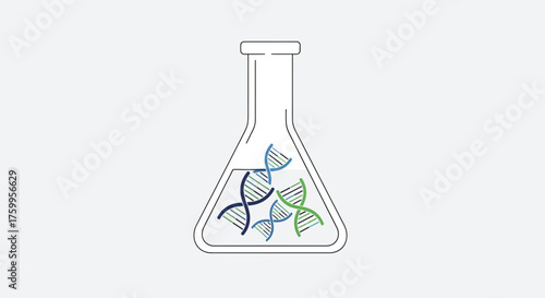 Laboratory flask containing multiple DNA strands.