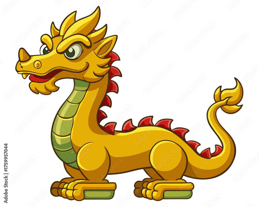 Obraz premium cartoon chinese dragon on white background