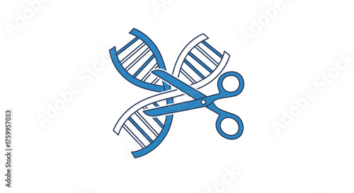 Scissors cutting a dna helix strand.