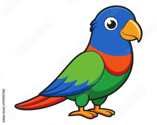 cartoon Isolated Rainbow Lorikeet

