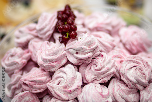 Tablou pe pânză Sweet Pink Zephyr Confectionery with Berries