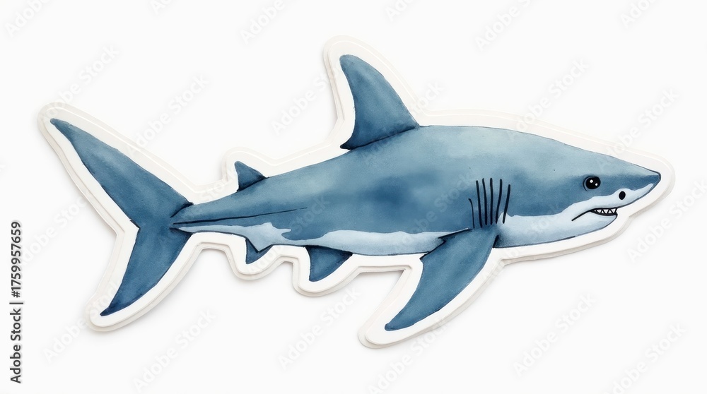 Fototapeta premium Shark Illustration In Watercolor Style