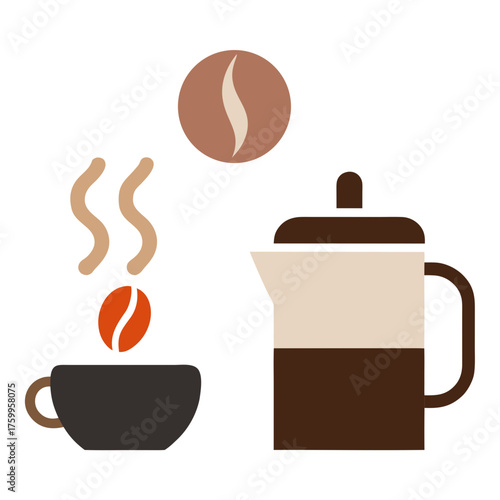 Coffee brewing stages vector illustration scalable eps icon for digital and print