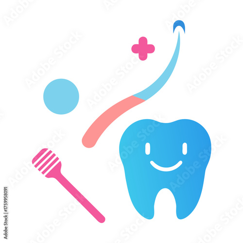 Dental hygiene vector illustration four brushing steps scalable icon
