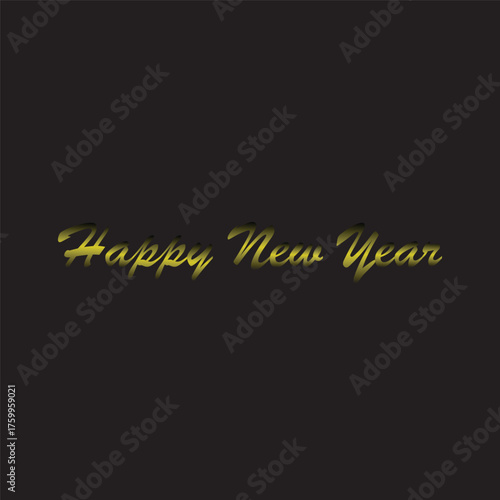 Elegant golden Happy New Year text festive greeting card design isolated on dark background
