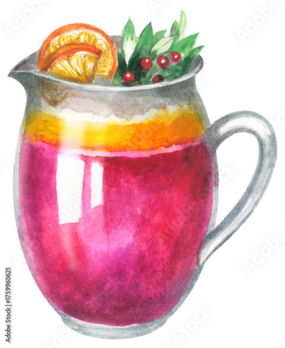 Quadro em tela Ginger Cranberry Punch Mocktail Traditional German alcoholic drink