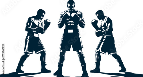 Vector a boxer stand with pose vector silhouette 