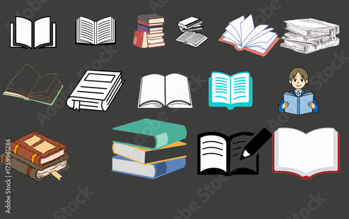 This Back to School icons set features a vector illustration of books, a laptop on a table, and school furniture for education design