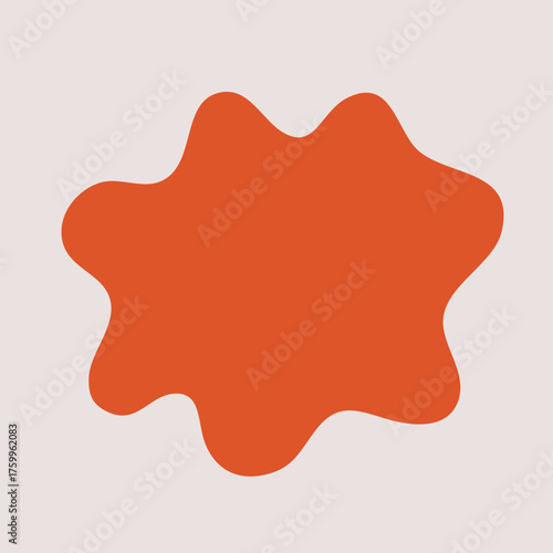 Cartoon vector illustration of an orange blotch as a background shape, symbolizing creativity as a splash of expressive energy