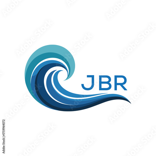 Wave Ocean Logo Design with Text JBR Later Logo, Creative Ocean Wave Symbol with Text 
