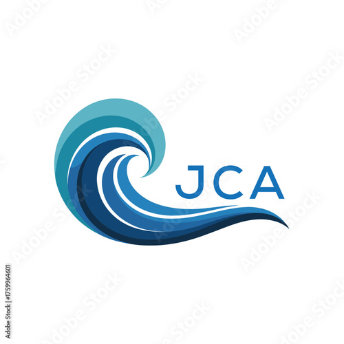 Wave Ocean Logo Design with Text JCA Later Logo, Creative Ocean Wave Symbol with Text 
