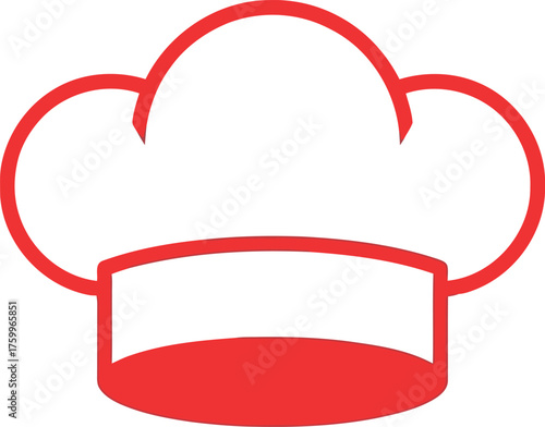 Red chef hat icon simple outline culinary professional cooking symbol vector