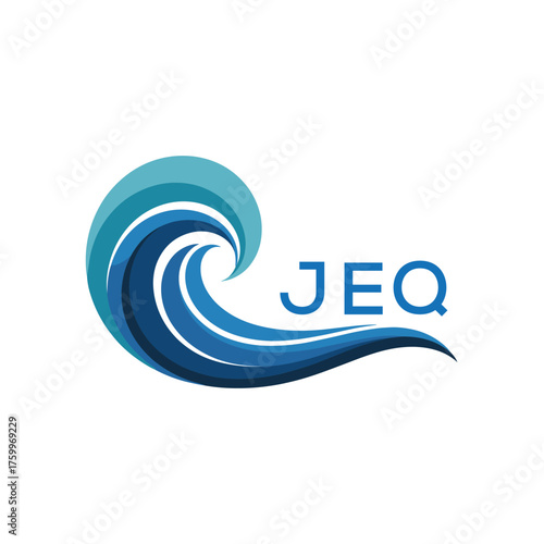 Wave Ocean Logo Design with Text JEQ Later Logo, Creative Ocean Wave Symbol with Text 

