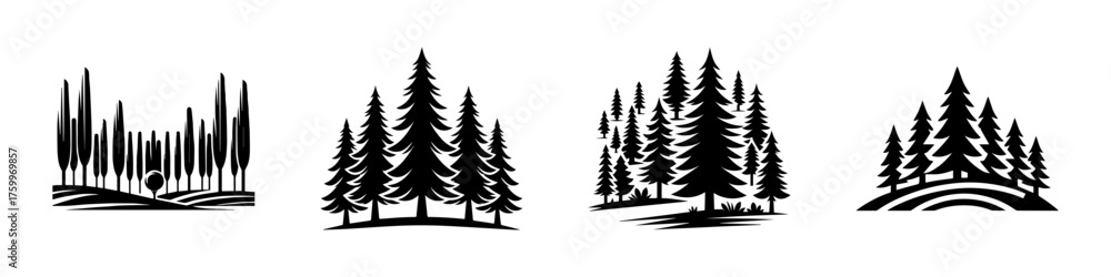 Obraz premium Forest Silhouette Collection: Natures Artistic Expressions.
