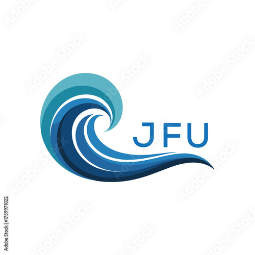 Wave Ocean Logo Design with Text JFU Later Logo, Creative Ocean Wave Symbol with Text 
