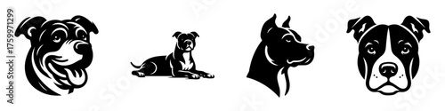 Dog breed illustrations black and white various poses perfect for design.