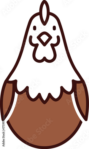 Cute cartoon chicken icon farm animal illustration simple vector art vector