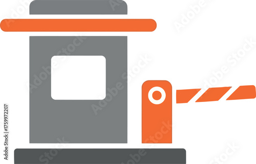 Modern parking booth barrier entrance security system icon vector