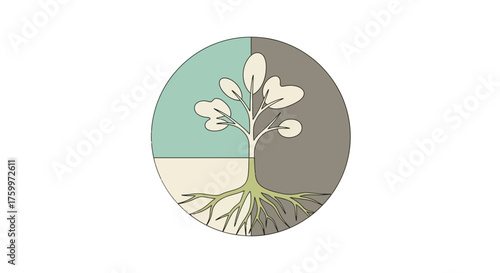 Abstract Tree Illustration Representing Growth, Nature, and Environmental Sustainability Concepts