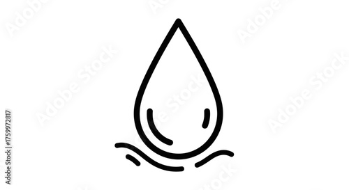 Abstract Water Drop Symbol Depicting Fluid Dynamics, Natural Phenomena, and Environment Protection