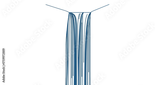 Abstract Waterfall Illustration Over Black Background as Minimalist Modern Artwork