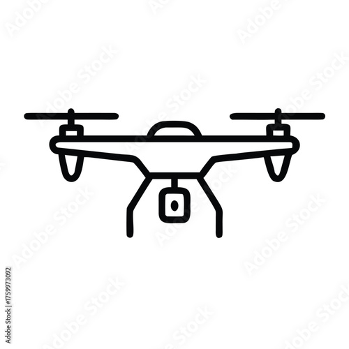 Fixed-Wing Surveillance Drone Outline Vector Icon for Military, Mapping, and Aerial Technology Design Projects