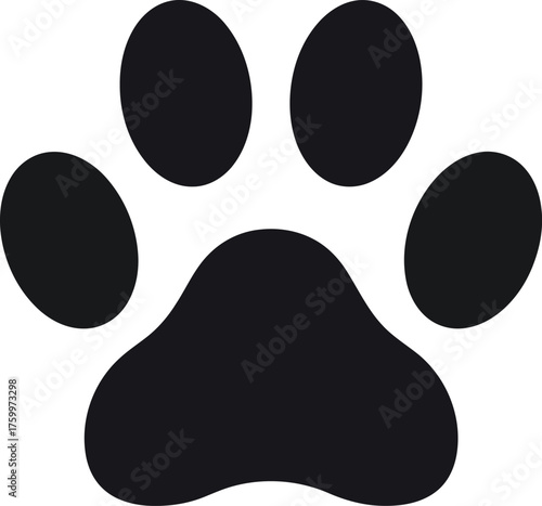 Isolated black paw print icon simple animal pet symbol clean graphic vector