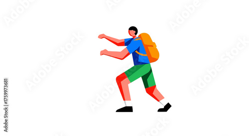Adventurer Striving Forward Against a Black Backdrop Depicting Abstract Illustration