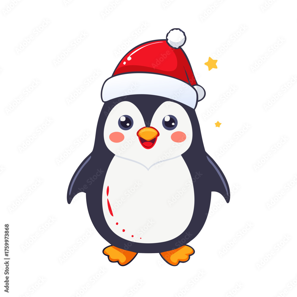 Fototapeta premium penguin with santa hat