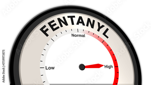 Bild auf Leinwand Fentanyl at high severity displayed on a barometer or tachometer, reflecting cri